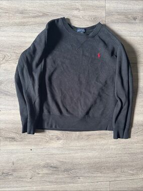 Ralph Lauren Black Crewneck Sweater with Red Pony
